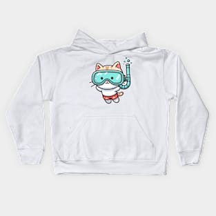 Cute Cat Snorkeling Kids Hoodie